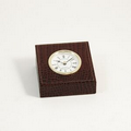 Desk Clock - Brown "Croco" Leather